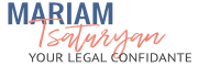 Logo graphic for the website that says Mariam Tsaturyan Your legal confidant